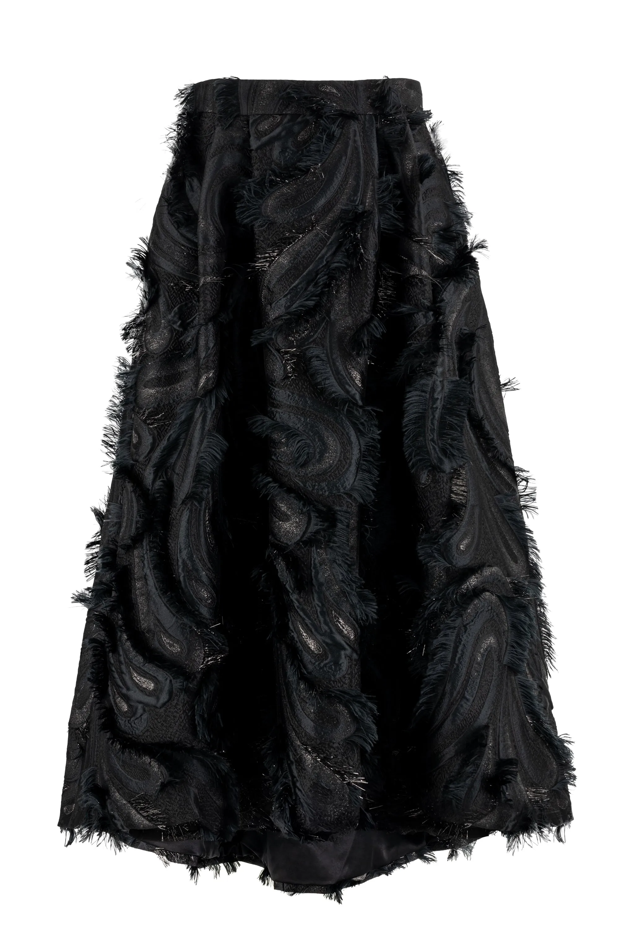 GLORIOSA BLACK SILK BLEND MIDI SKIRT