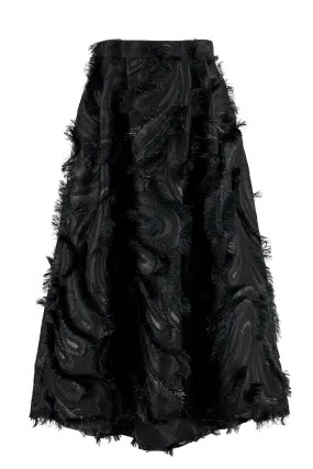 GLORIOSA BLACK SILK BLEND MIDI SKIRT