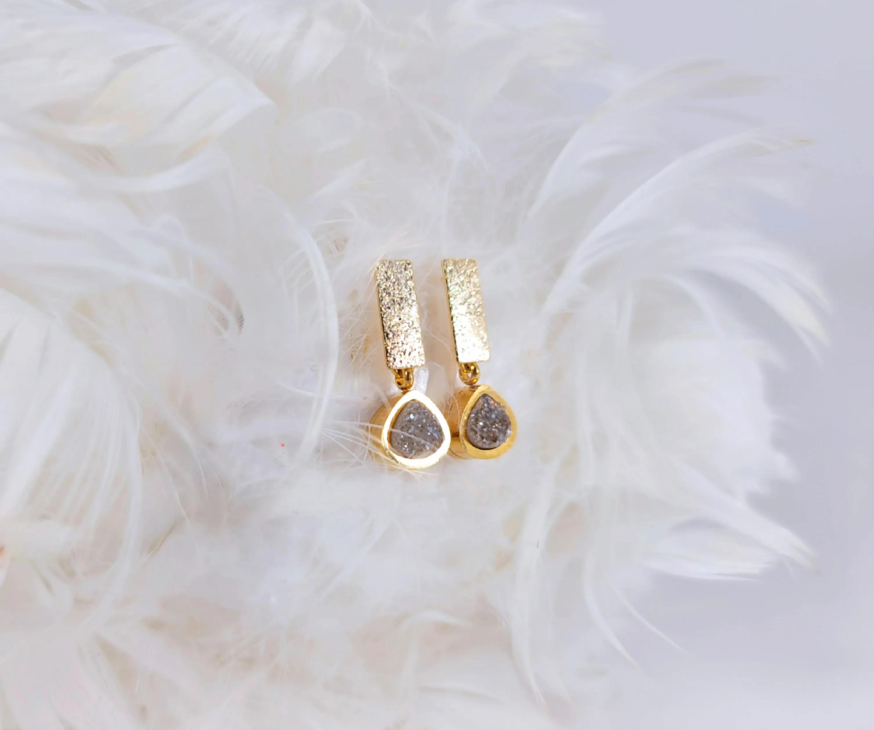 Gold Geode Bar Earrings
