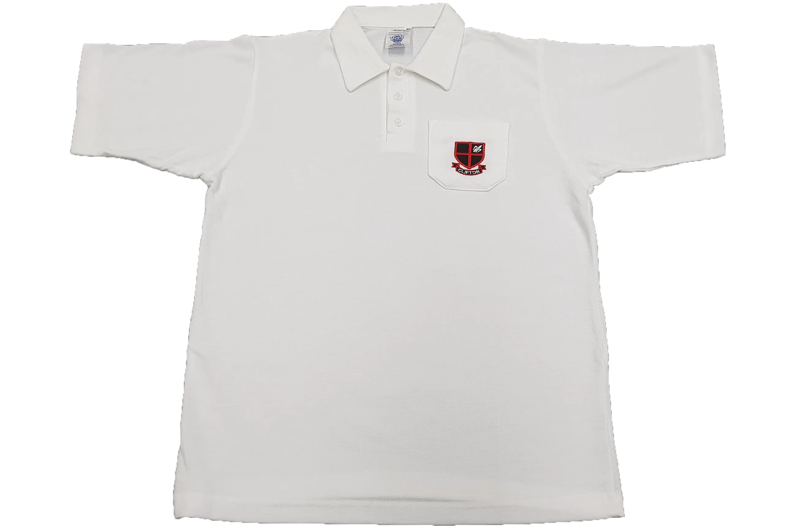 Golf Shirt White Emb - Clifton College