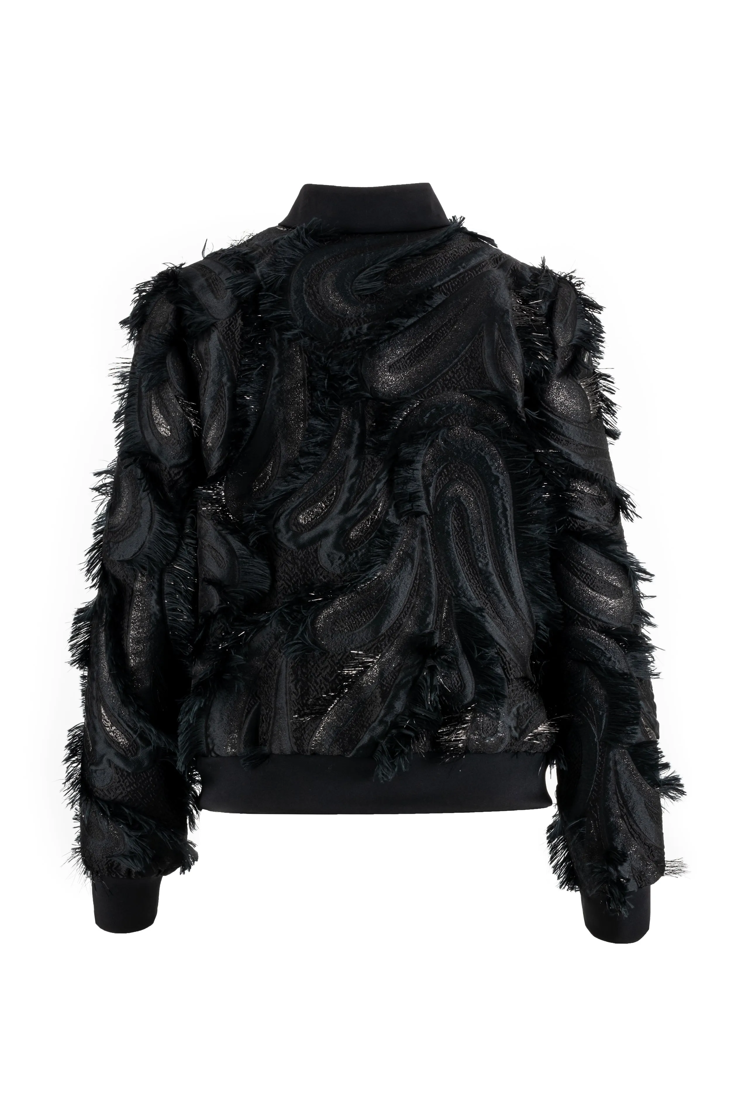 GRACILARIA BLACK SILK BLEND BOMBER JACKET