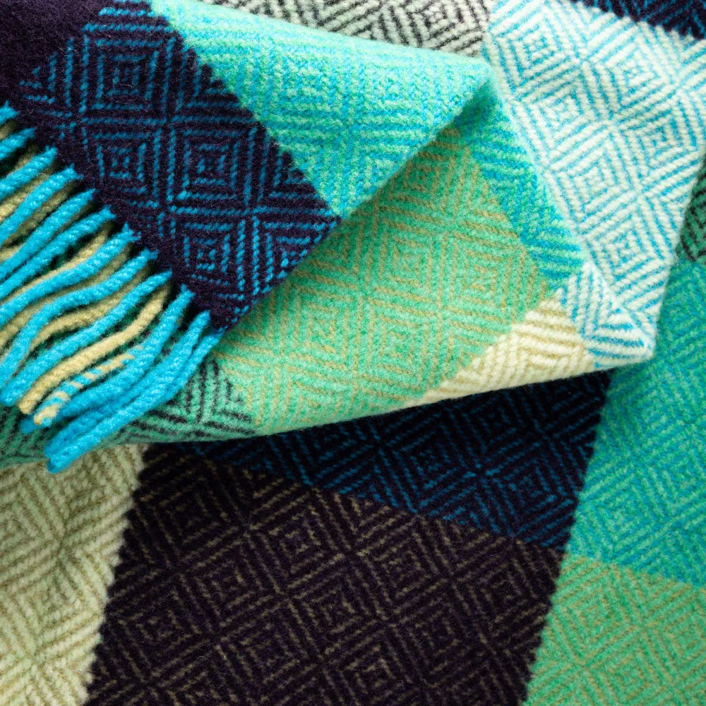 Green Olive Navy Merino & Cashmere Blanket