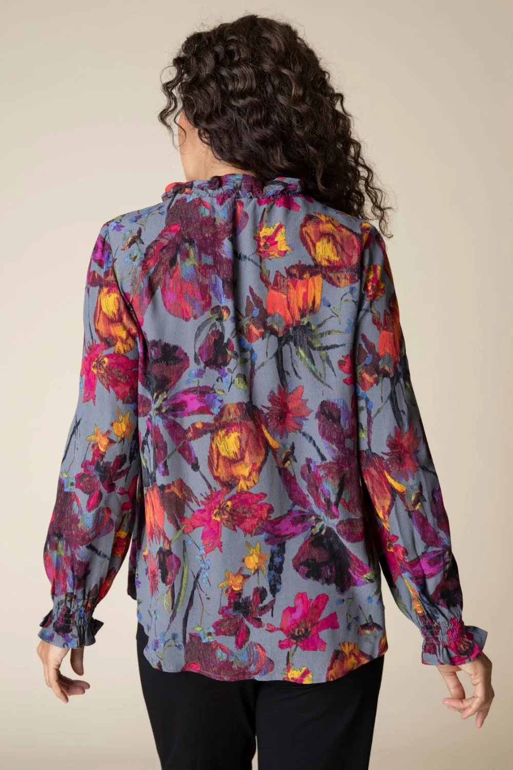 HABITAT FLOUNCE COLLAR TUNIC - GREY MULTI - 34237IRON