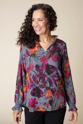 HABITAT FLOUNCE COLLAR TUNIC - GREY MULTI - 34237IRON