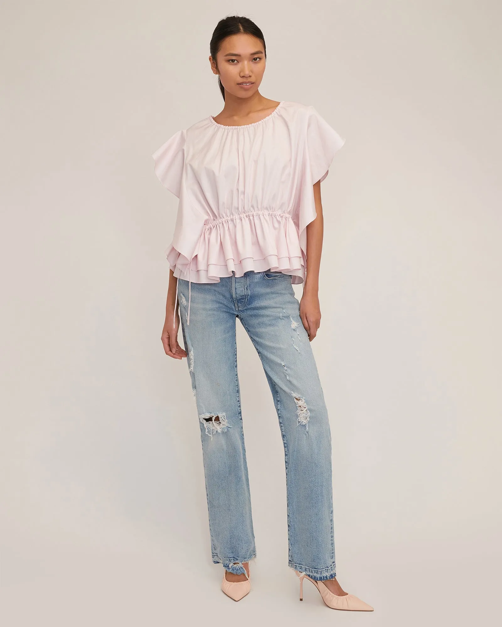 Lincoln Cotton Trapeze Top in Soft Pink
