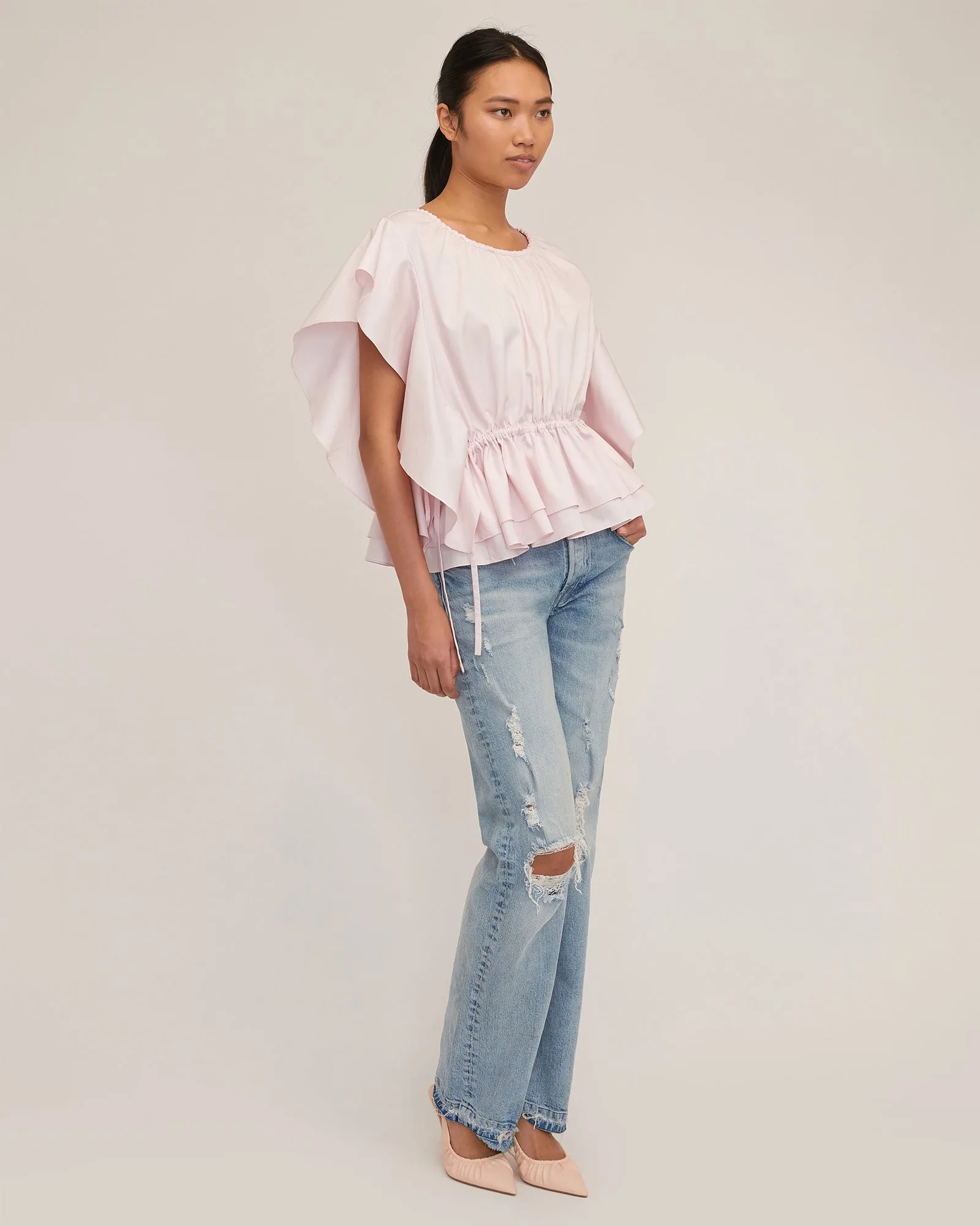 Lincoln Cotton Trapeze Top in Soft Pink