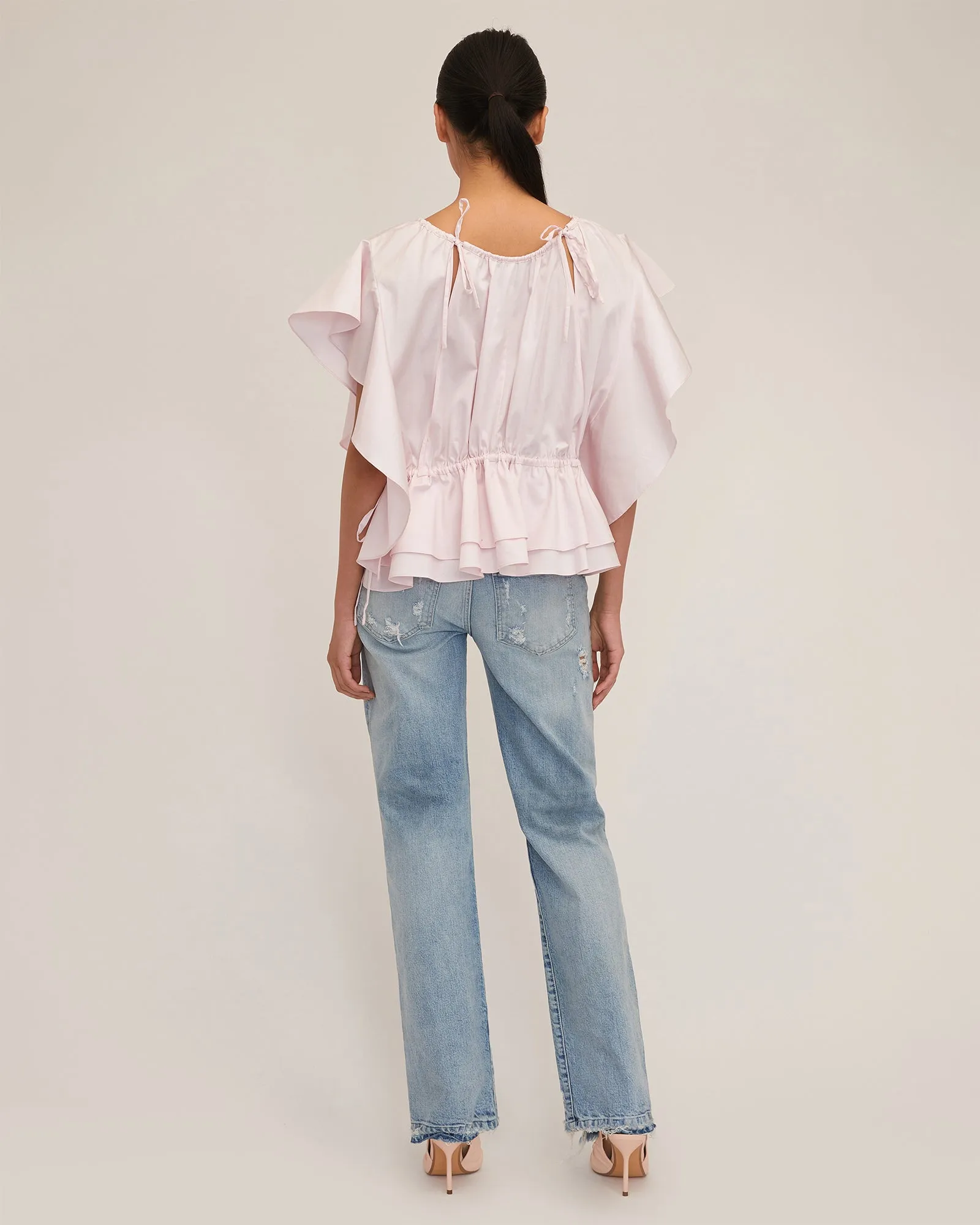 Lincoln Cotton Trapeze Top in Soft Pink