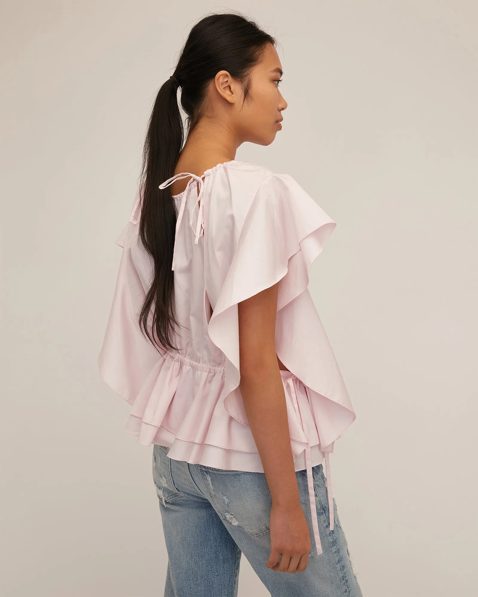 Lincoln Cotton Trapeze Top in Soft Pink