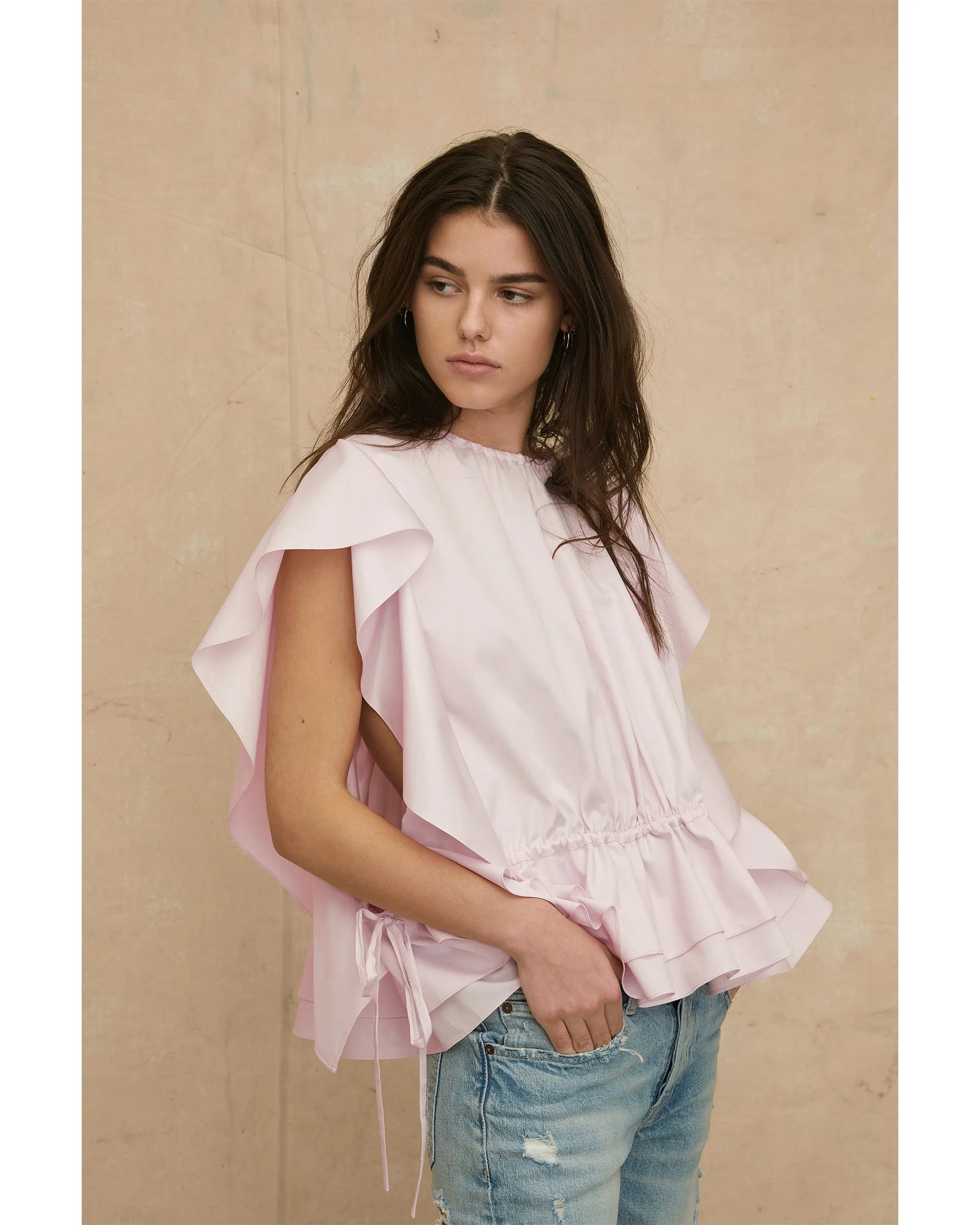 Lincoln Cotton Trapeze Top in Soft Pink