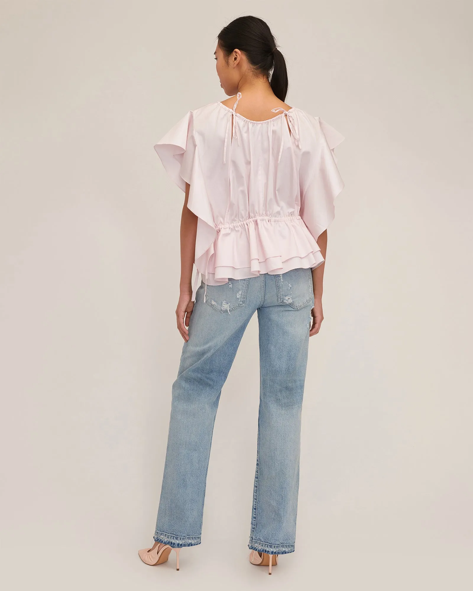 Lincoln Cotton Trapeze Top in Soft Pink