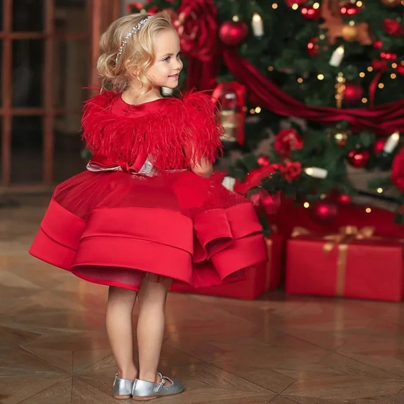 Little Princess Gown Dress with Feather