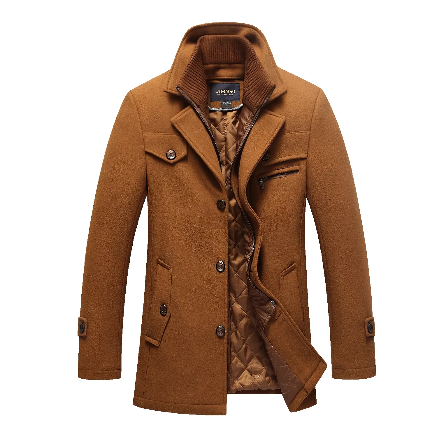 Men's Gentle Double Layered Wool Pea Coat