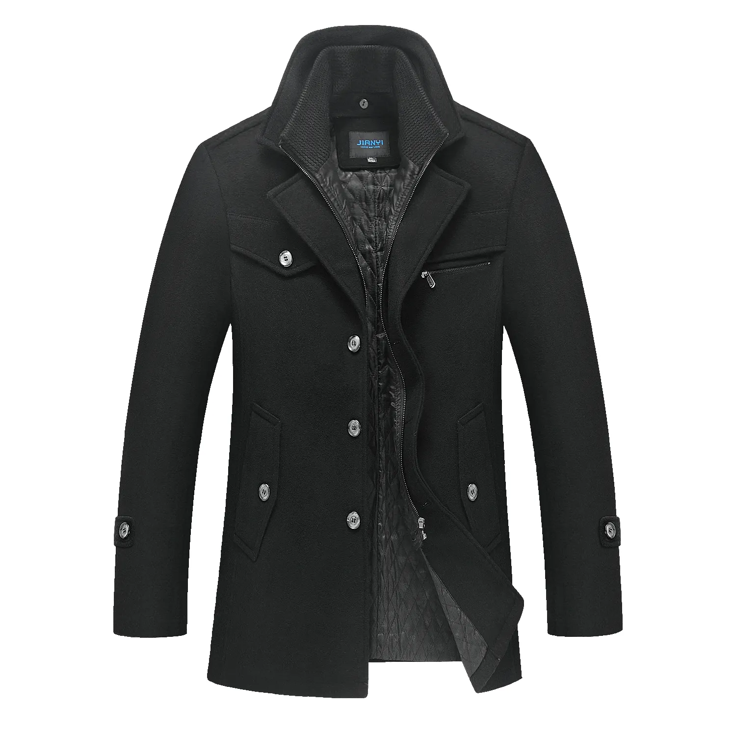 Men's Gentle Double Layered Wool Pea Coat