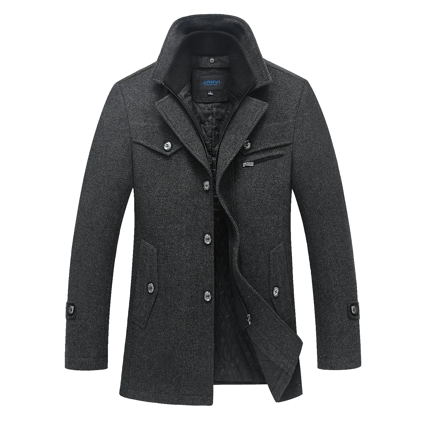 Men's Gentle Double Layered Wool Pea Coat