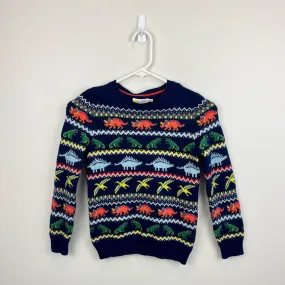 Mini Boden Fair Isle Dinosaur Sweater College Navy Dinosaurs 7-8