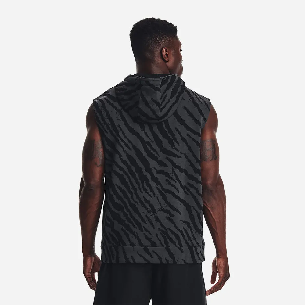 Áo Ba Lỗ Nam Under Armour Project Rock Rival Fleece Sleeveless Printed Full-Zip - Đen