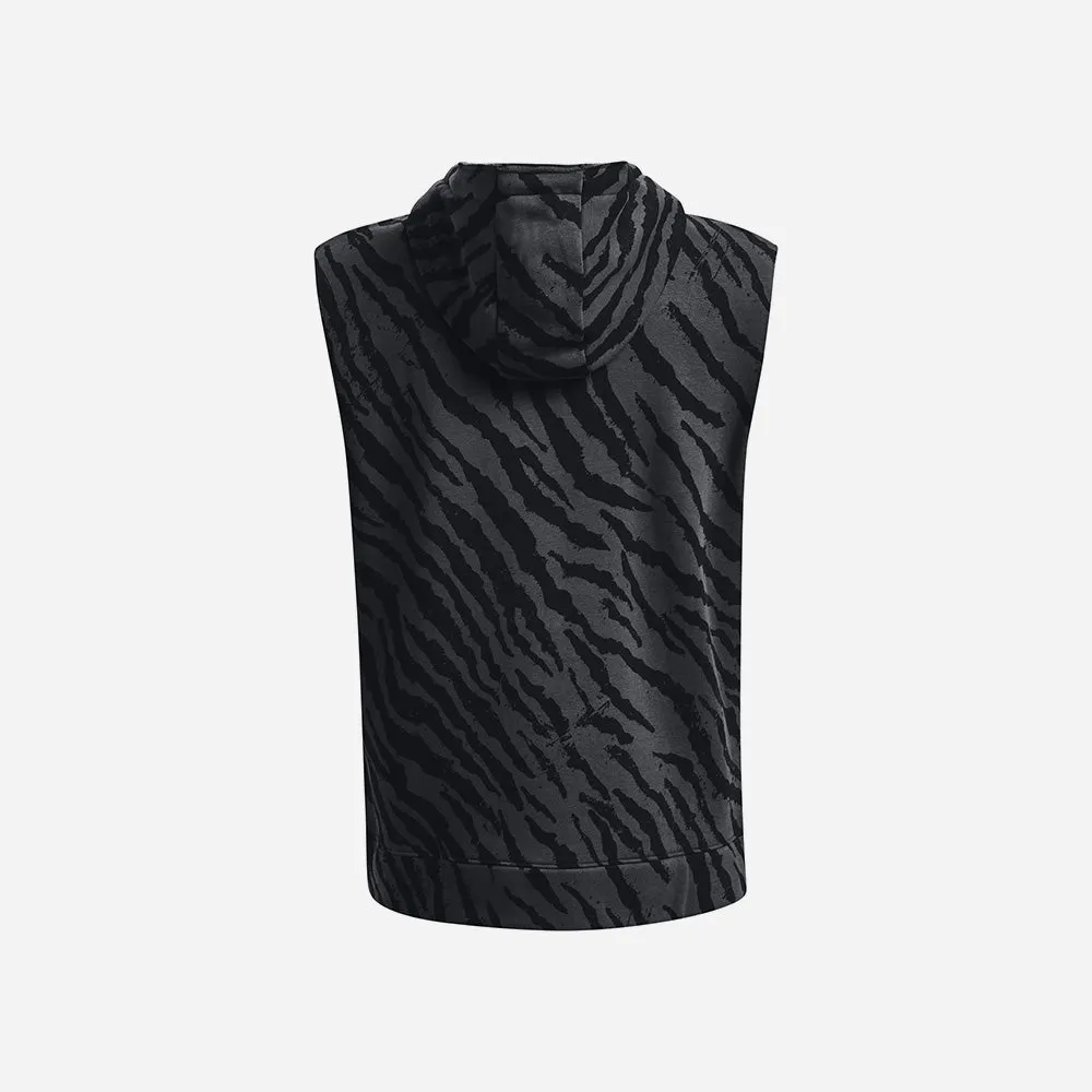 Áo Ba Lỗ Nam Under Armour Project Rock Rival Fleece Sleeveless Printed Full-Zip - Đen