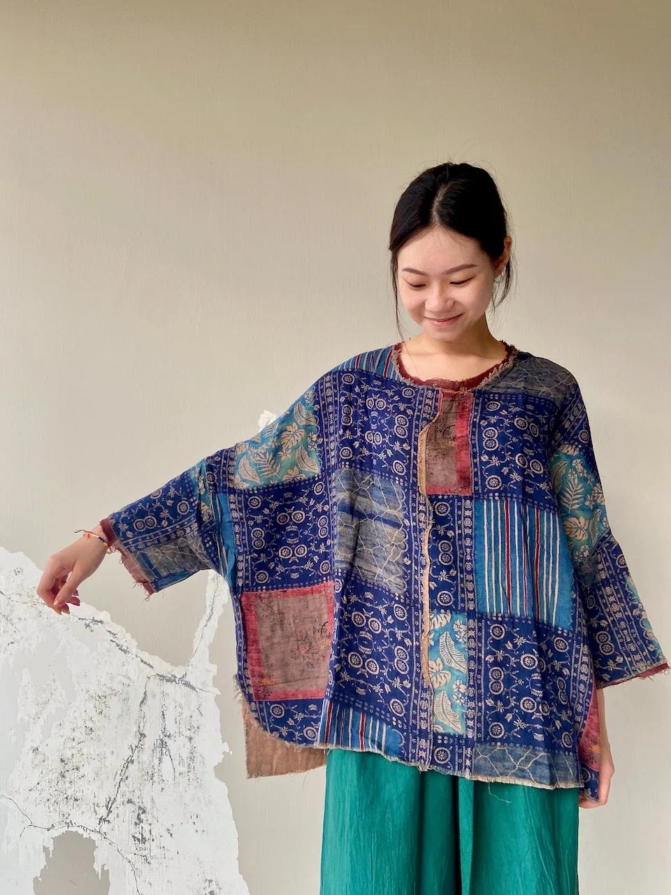 Patchwork Print Maxi Top