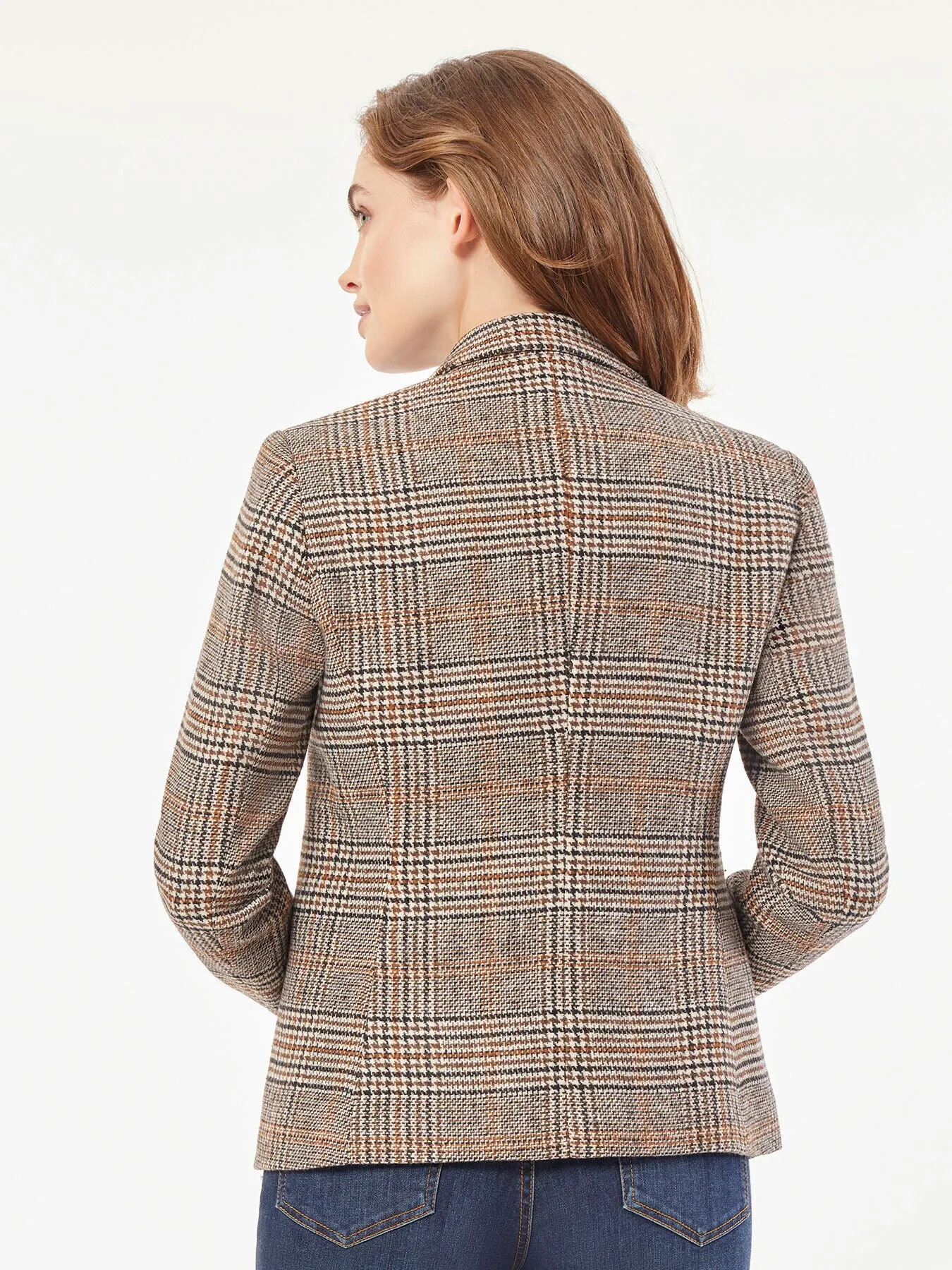 Plus Size Classic Plaid Double-Breasted Jacket