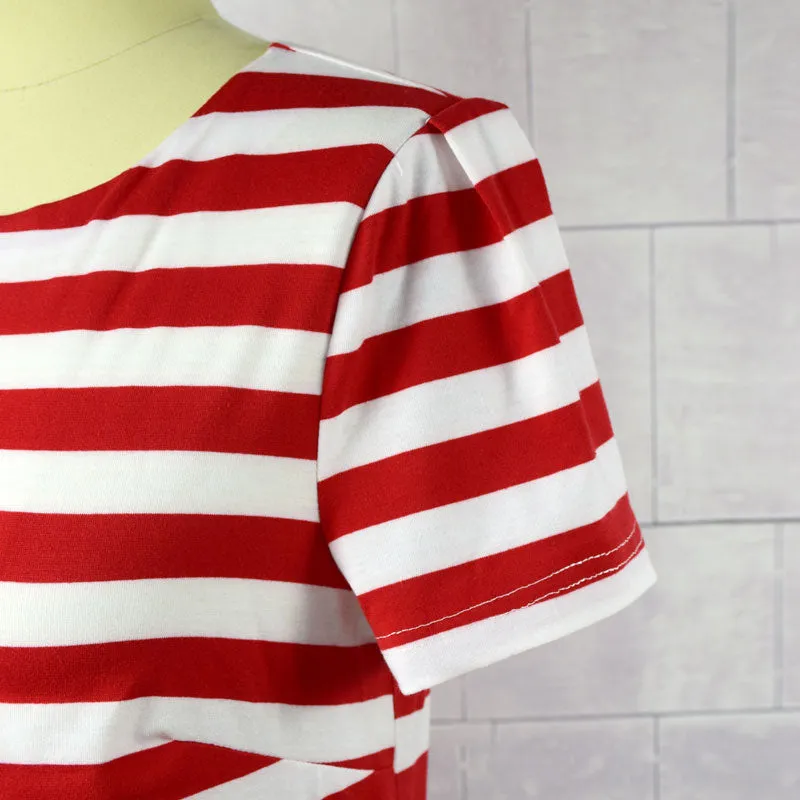 Red Striped Frill Matching Dresses
