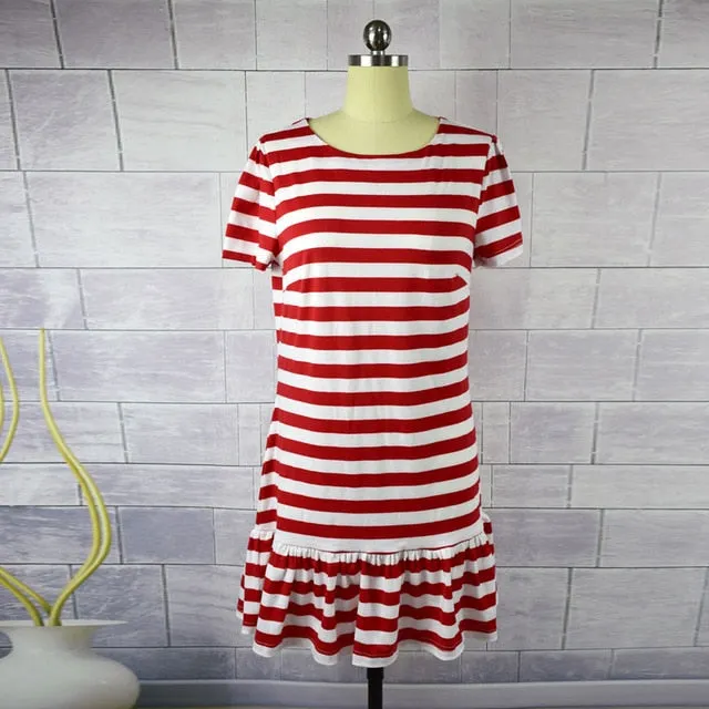 Red Striped Frill Matching Dresses