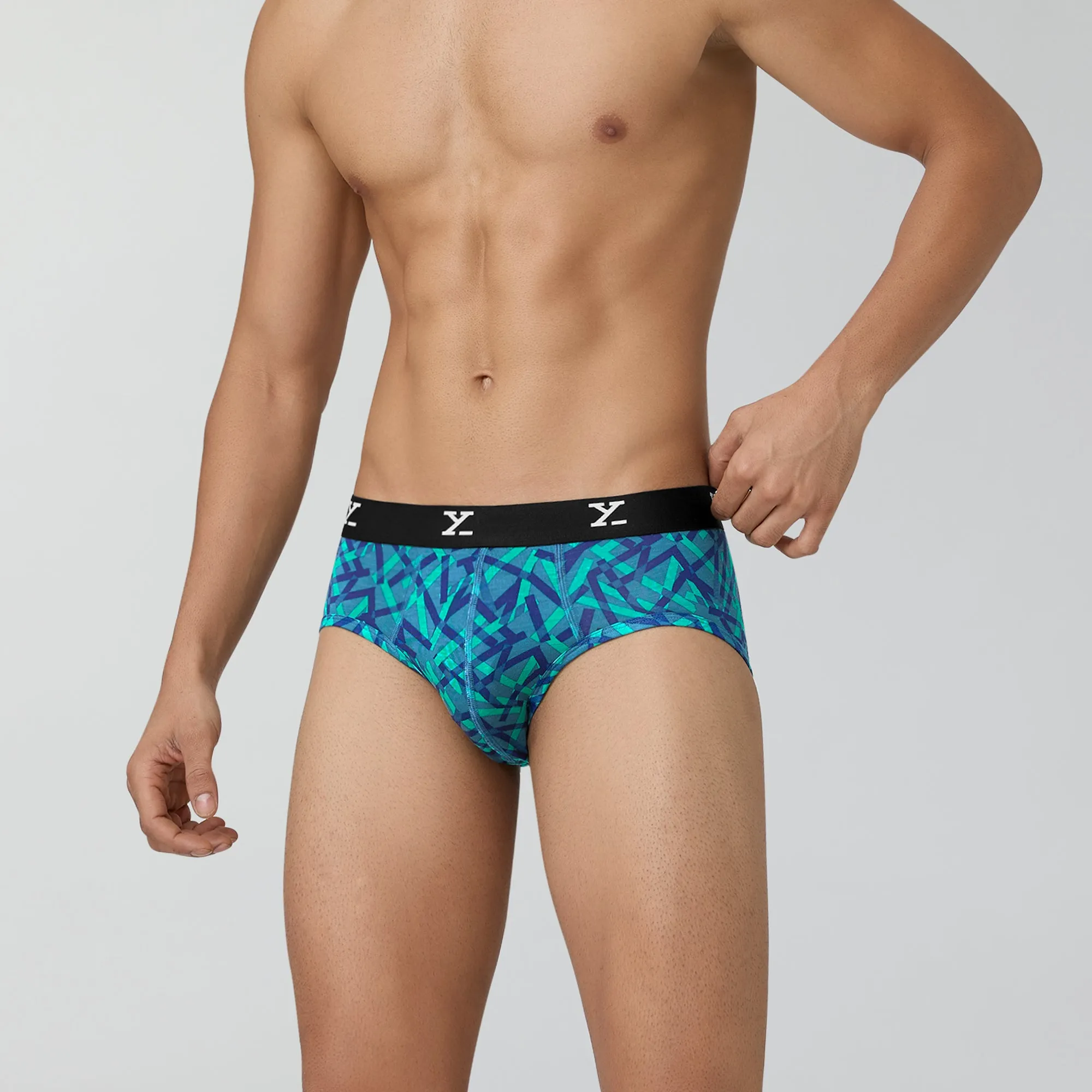 Shuffle Modal Briefs Aqua Strokes