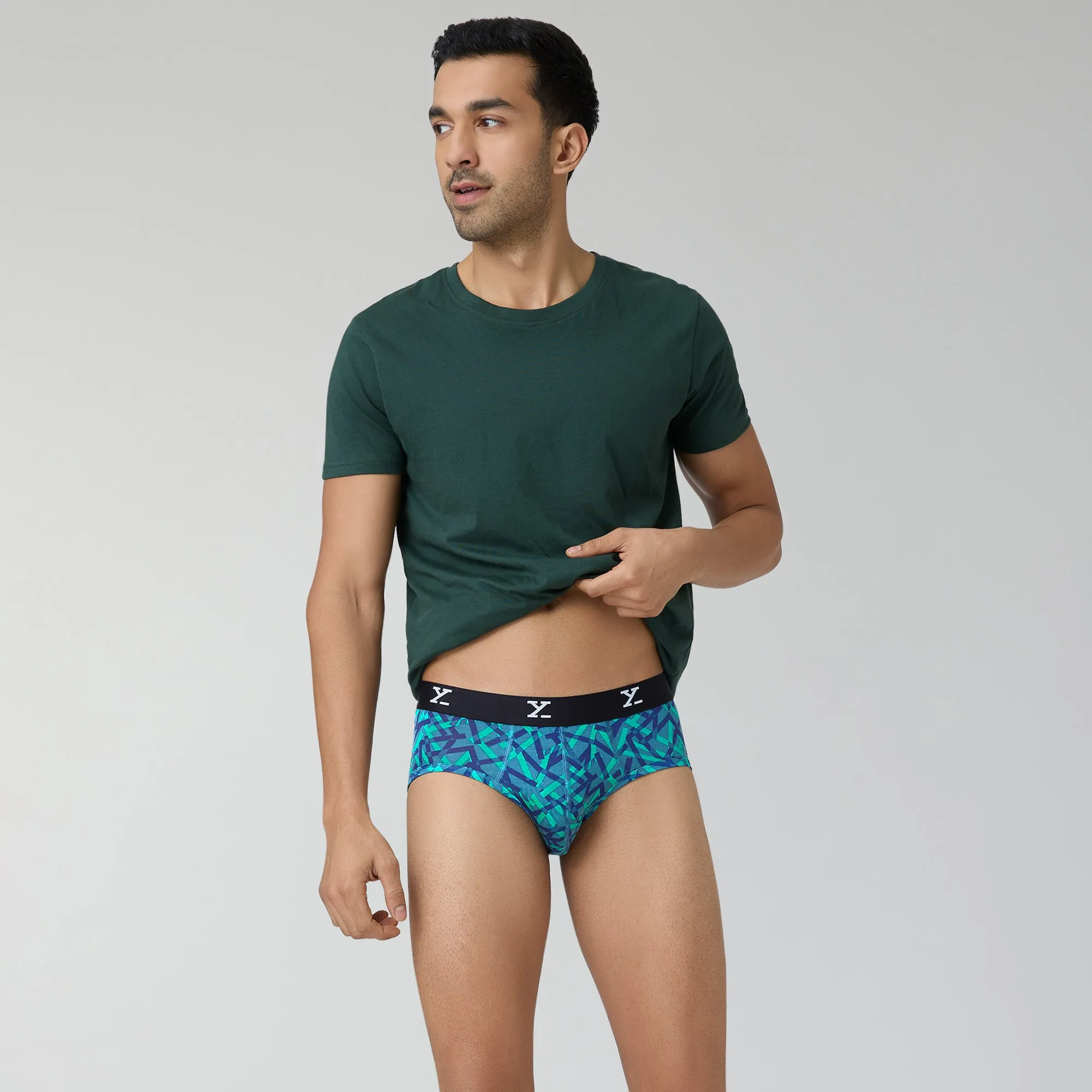 Shuffle Modal Briefs Aqua Strokes