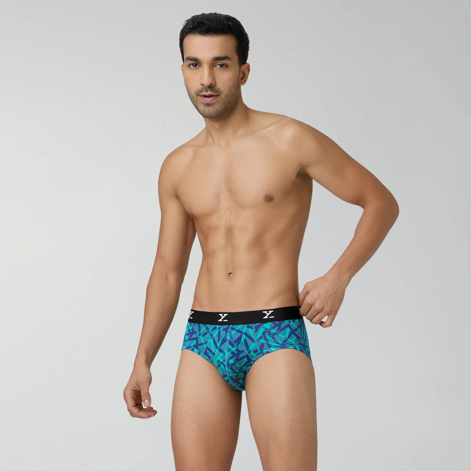 Shuffle Modal Briefs Aqua Strokes