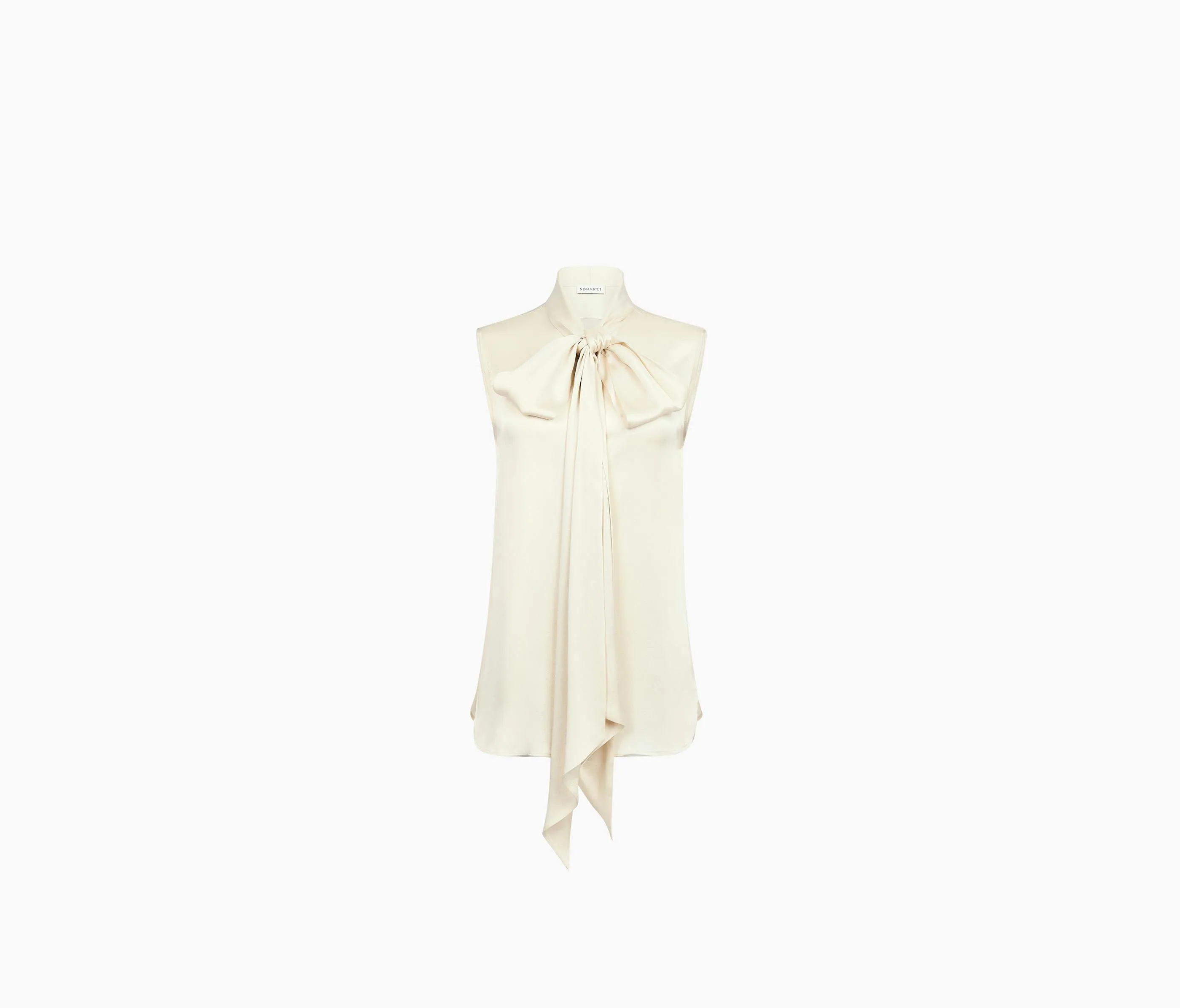 SLEEVELESS PUSSY-BOW SHIRT CHAMPAGNE