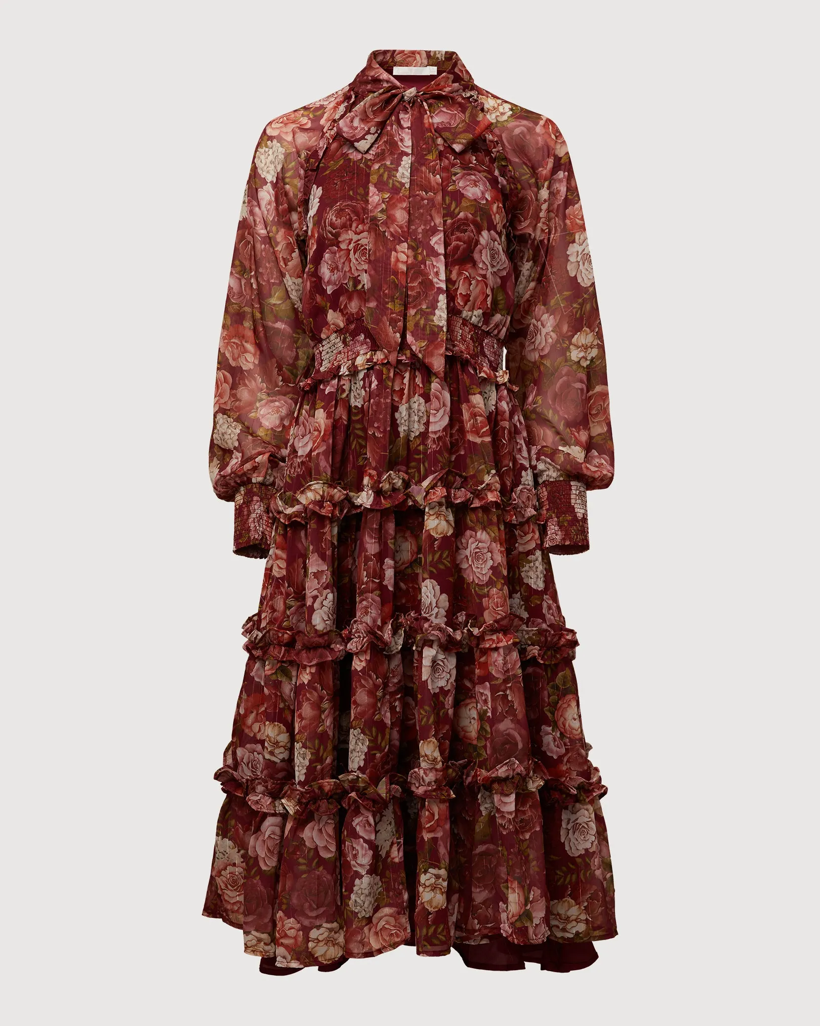 Smocked Ruffle Midi Dress