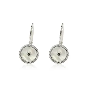 Sterling Silver and Mother of Pearl Star Button Earrings
