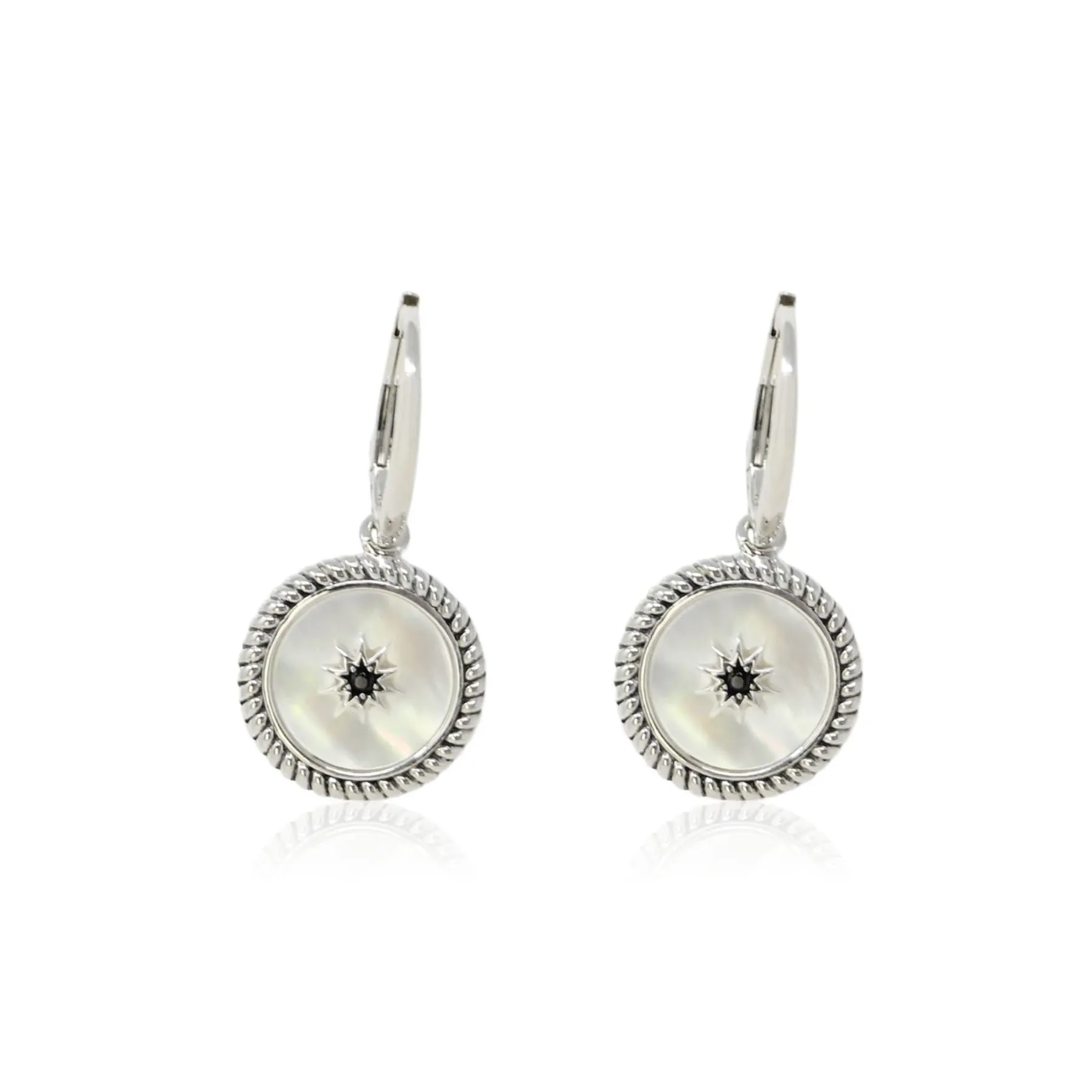 Sterling Silver and Mother of Pearl Star Button Earrings