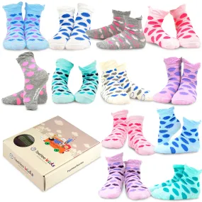 TeeHee Socks Kid's Casual Cotton Short Crew Large Dot/Hearts 12-Pack Gift Box (90010)