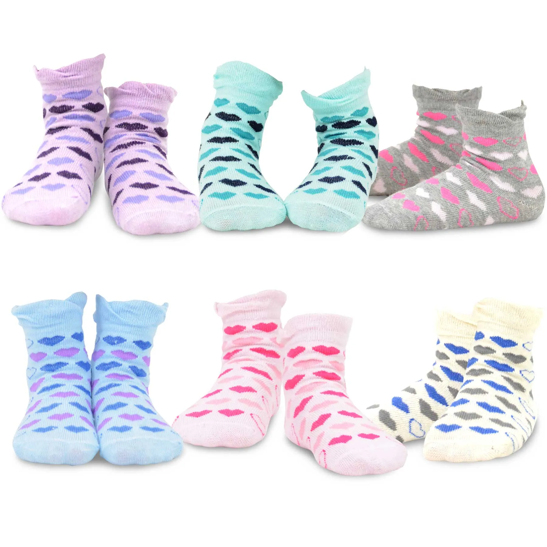 TeeHee Socks Kid's Casual Cotton Short Crew Large Dot/Hearts 12-Pack Gift Box (90010)