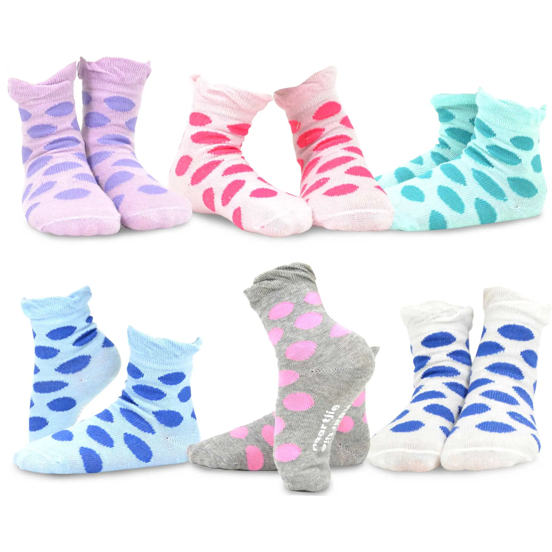 TeeHee Socks Kid's Casual Cotton Short Crew Large Dot/Hearts 12-Pack Gift Box (90010)