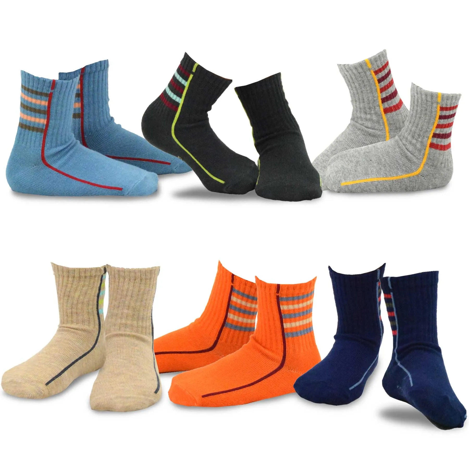 TeeHee Socks Kid's Casual Cotton Short Crew Sports Stripe 18-Pack Gift Box (70947)