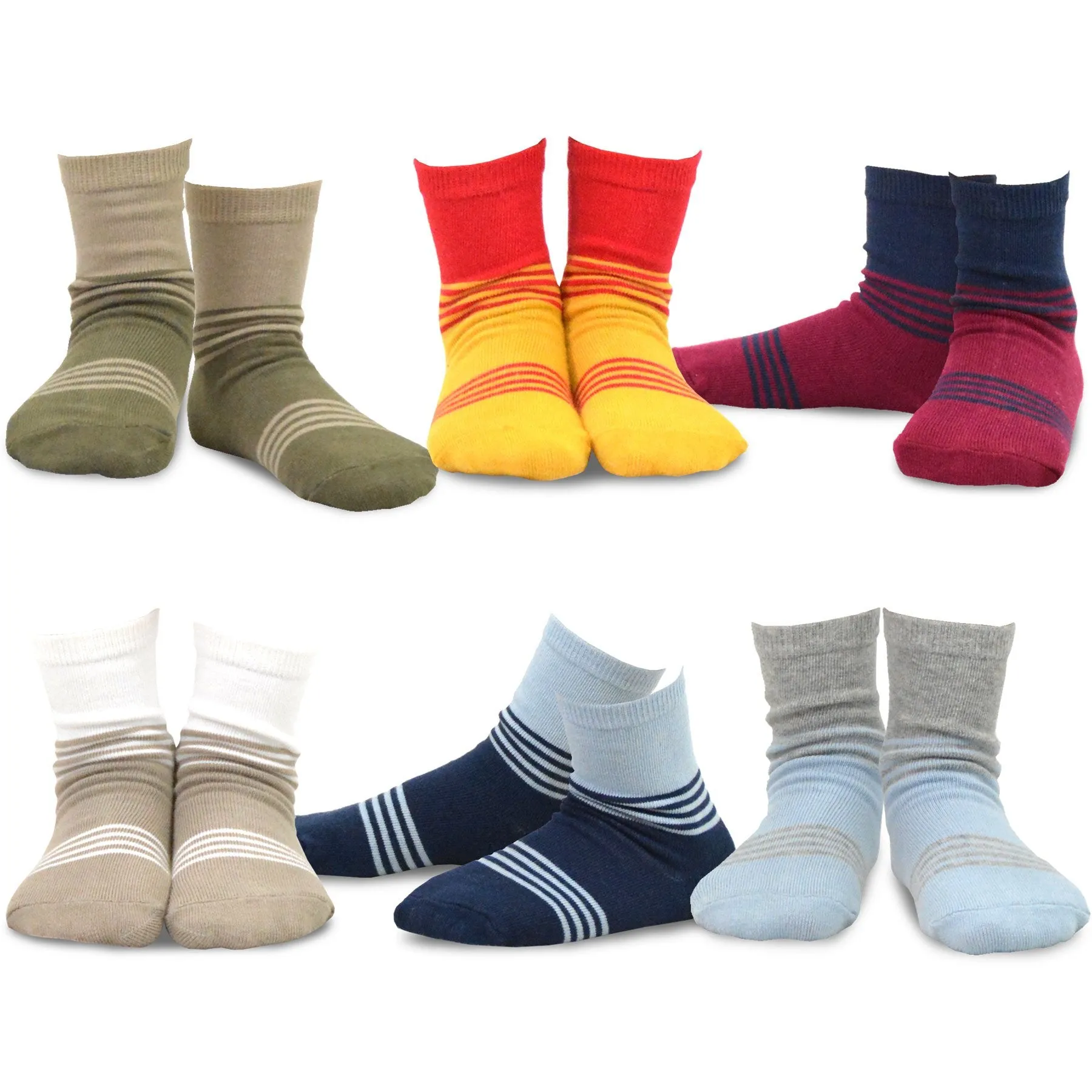 TeeHee Socks Kid's Casual Cotton Short Crew Sports Stripe 18-Pack Gift Box (70947)