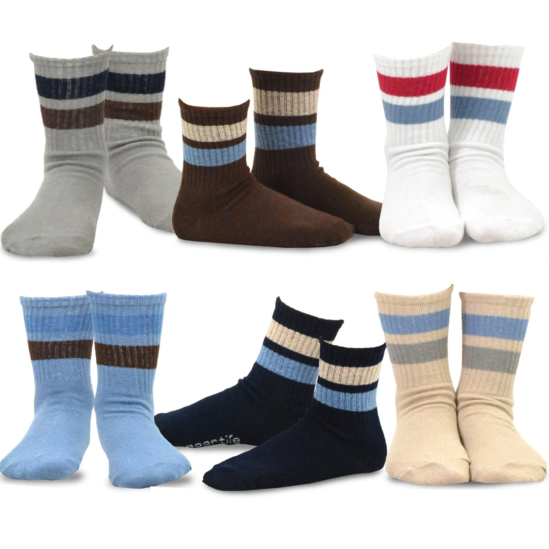 TeeHee Socks Kid's Casual Cotton Short Crew Sports Stripe 18-Pack Gift Box (70947)