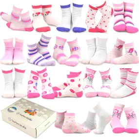 TeeHee Socks Kid's Casual Cotton Short Crew Vintage 18-Pack Gift Box (70846)