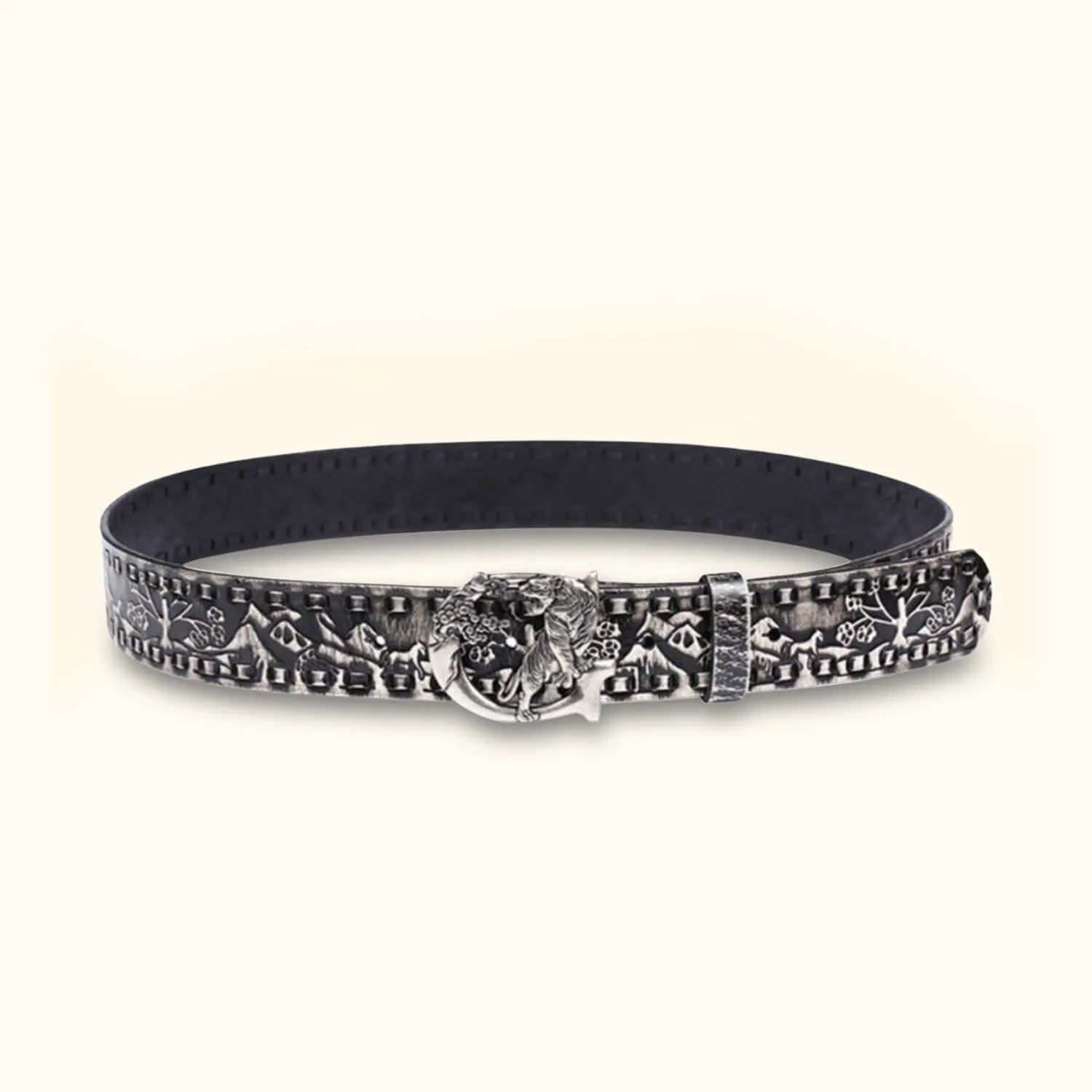 The Tiger Buckle - Knurling Flower Western Belt