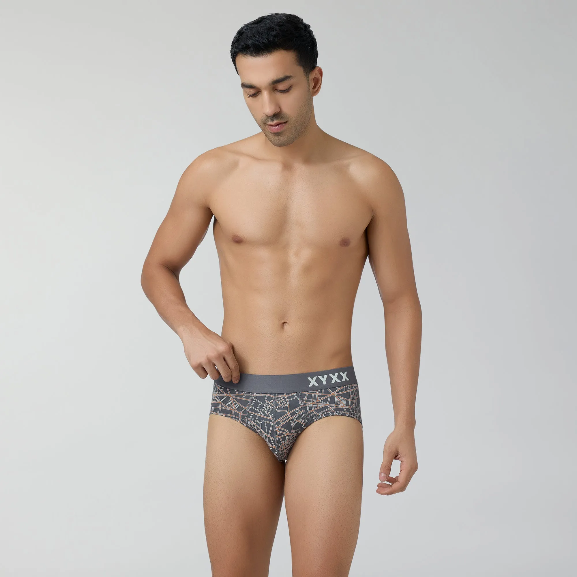 Urbane Modal Briefs Map Grey