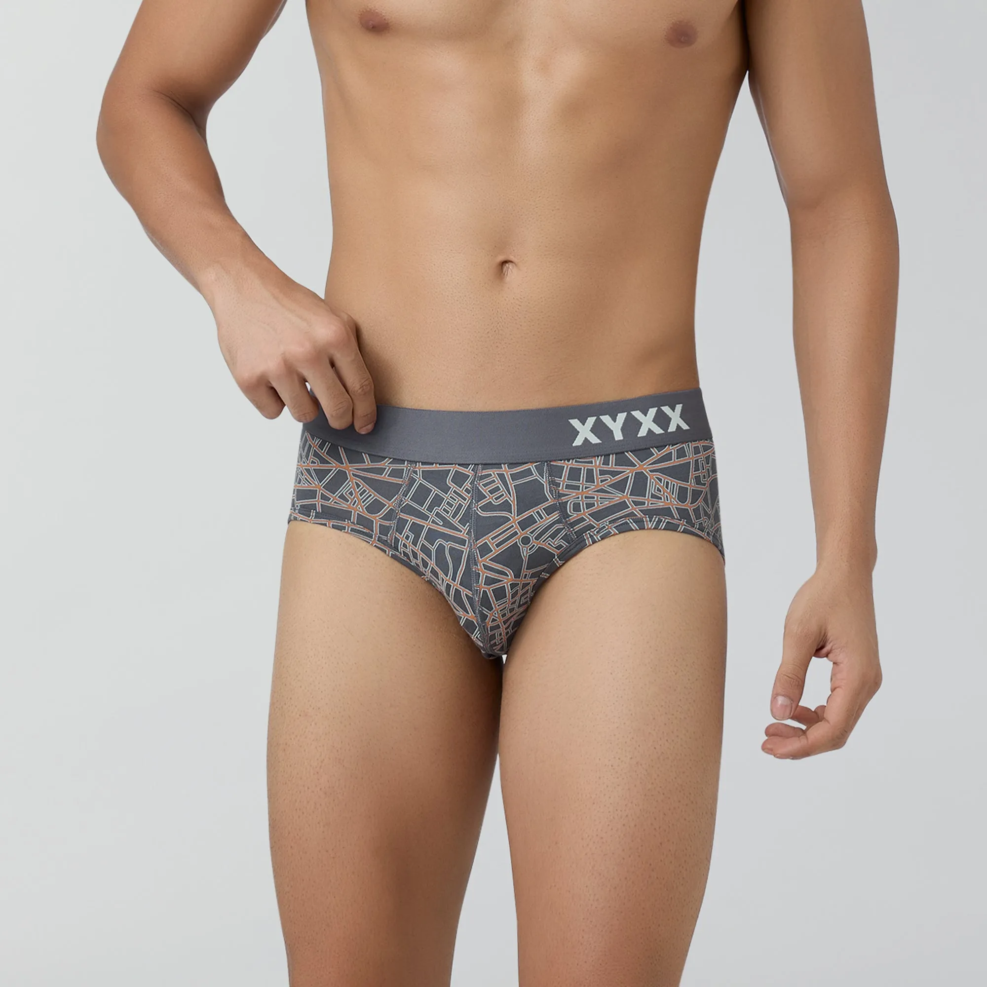 Urbane Modal Briefs Map Grey