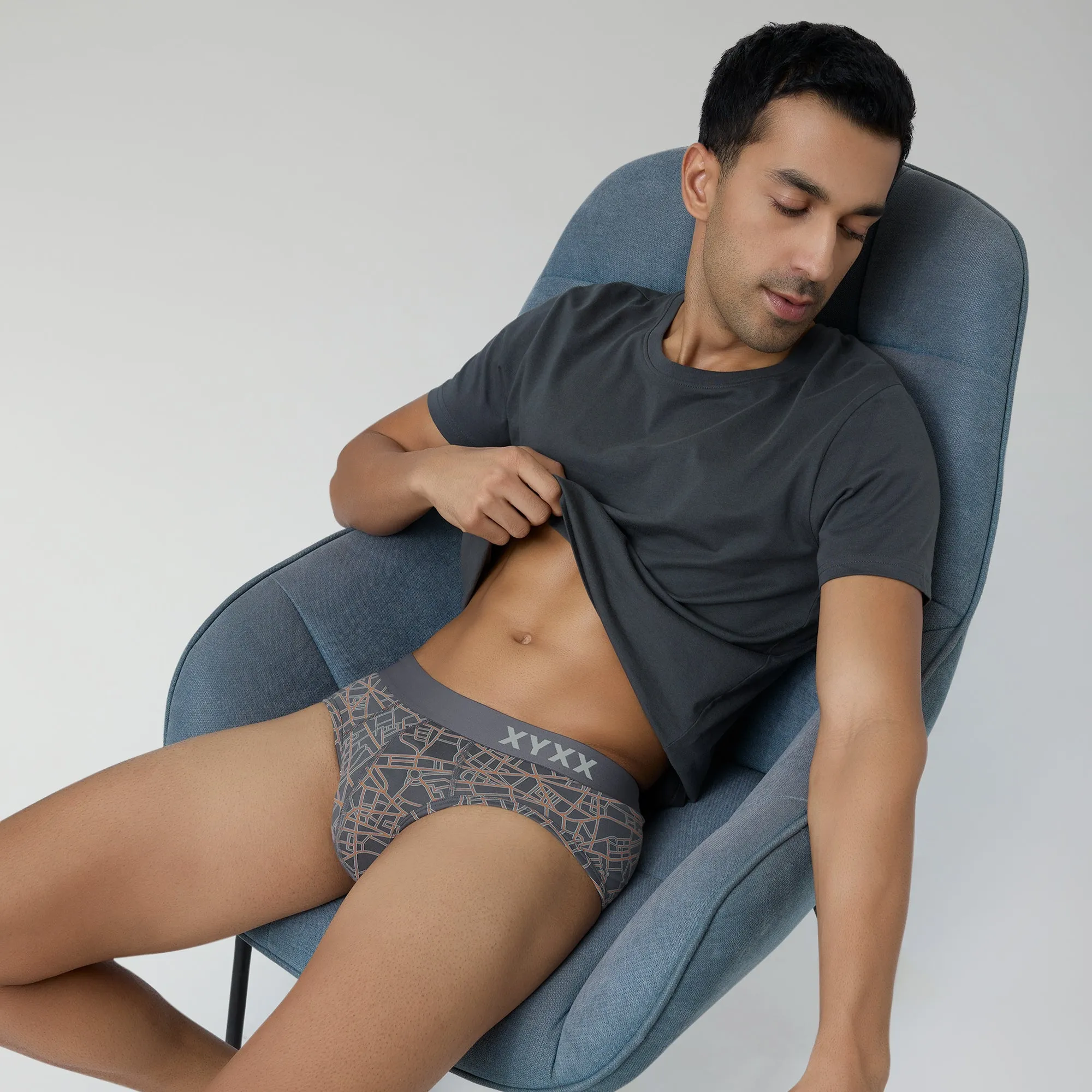 Urbane Modal Briefs Map Grey