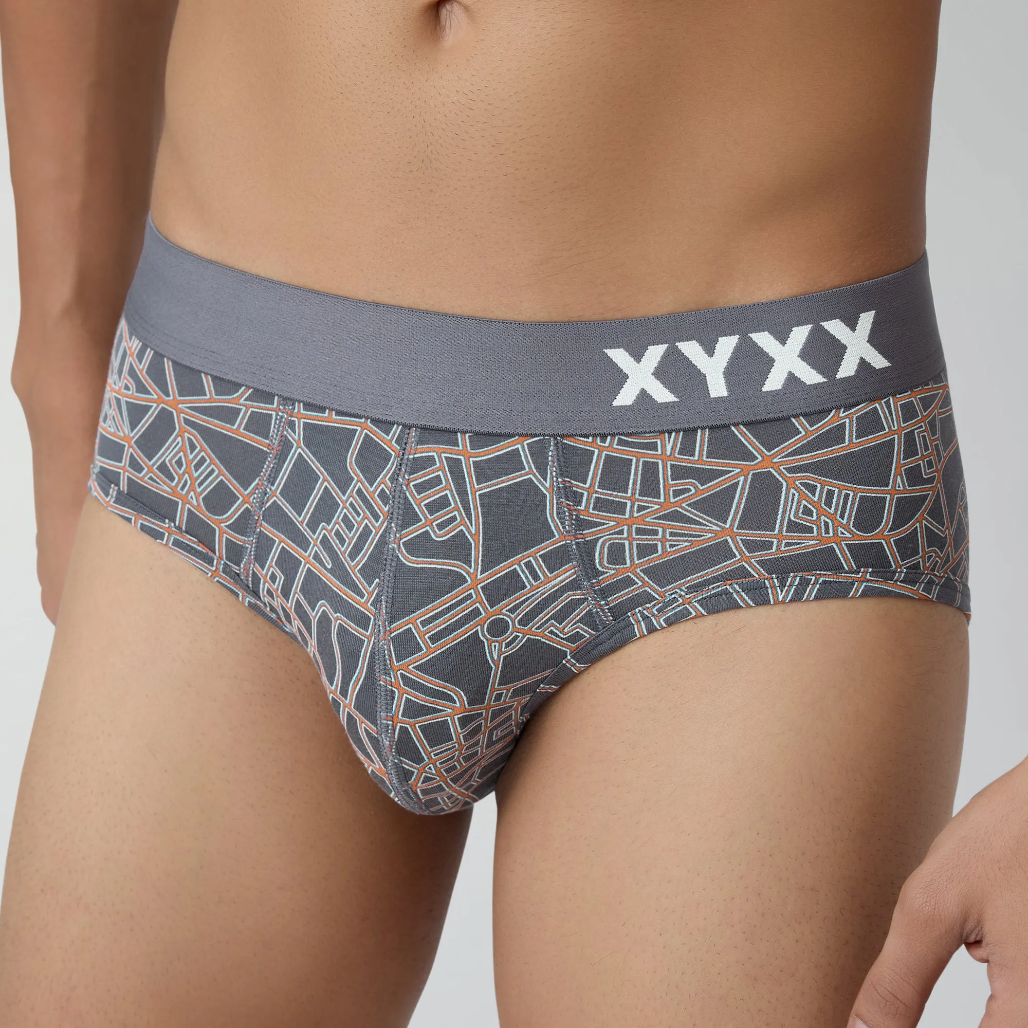 Urbane Modal Briefs Map Grey