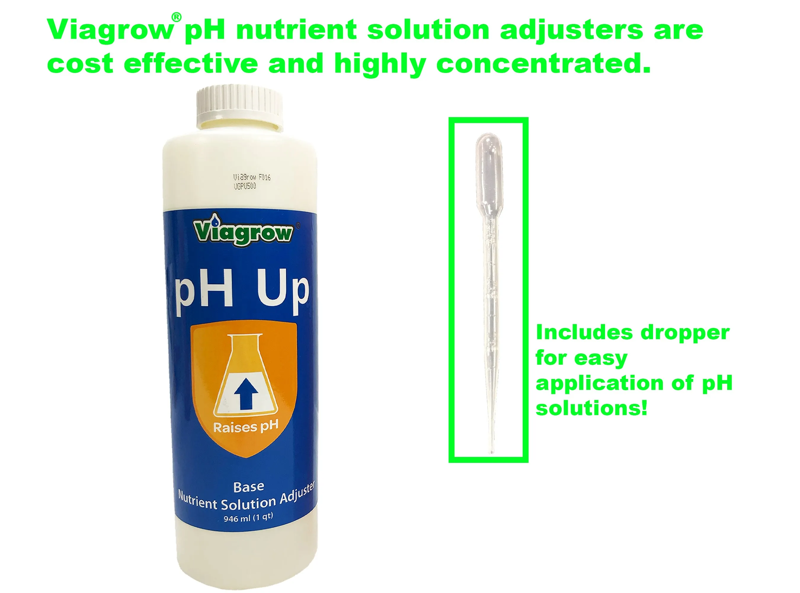Viagrow 1QT. pH Up Liquid Nutrient Adjusting Solution - Base (Case of 20)