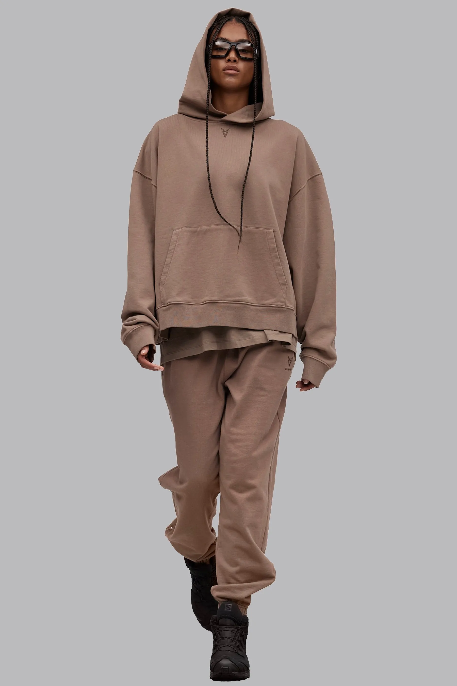 V_LYFE420 BOXY HOODIE - Tan