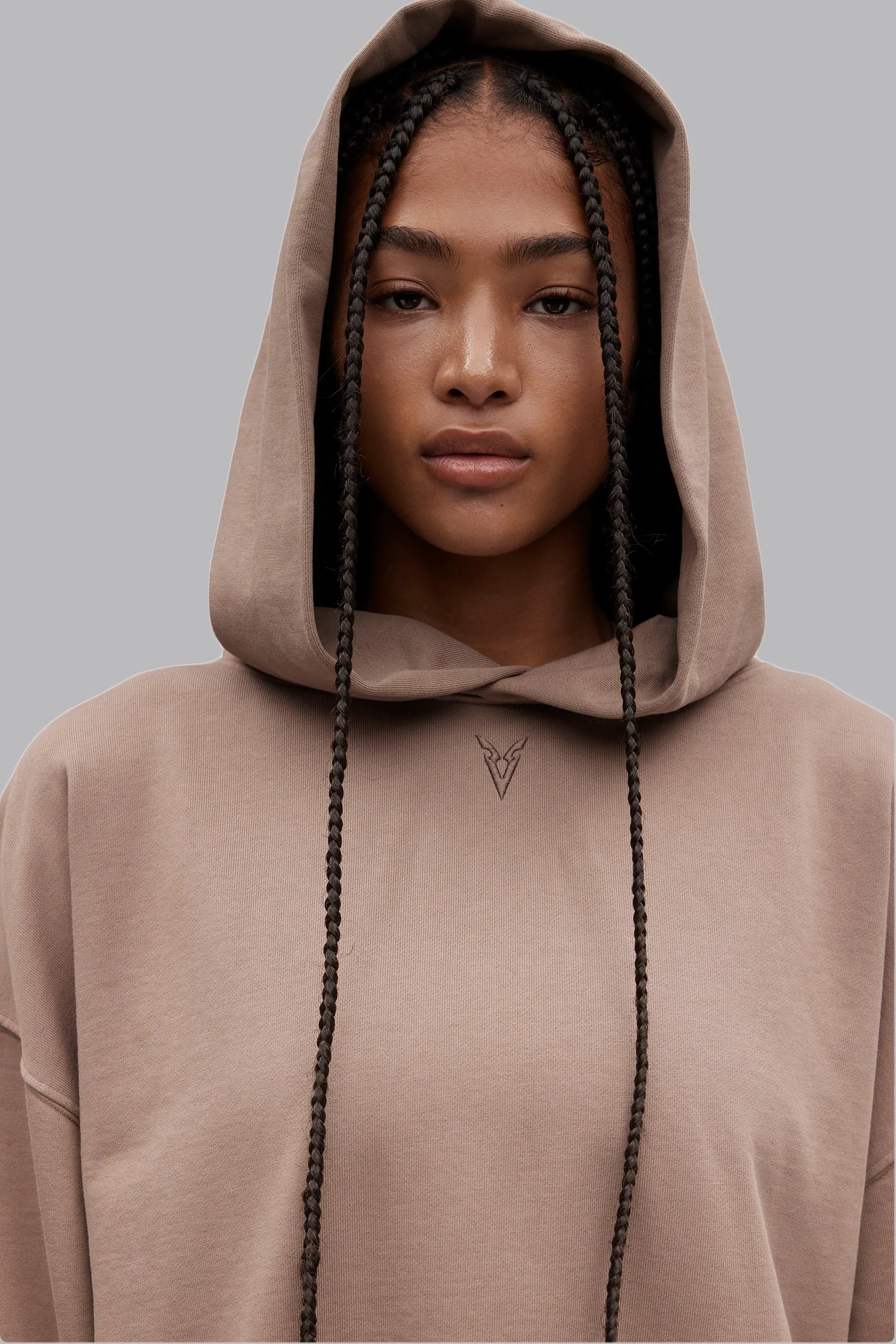 V_LYFE420 BOXY HOODIE - Tan
