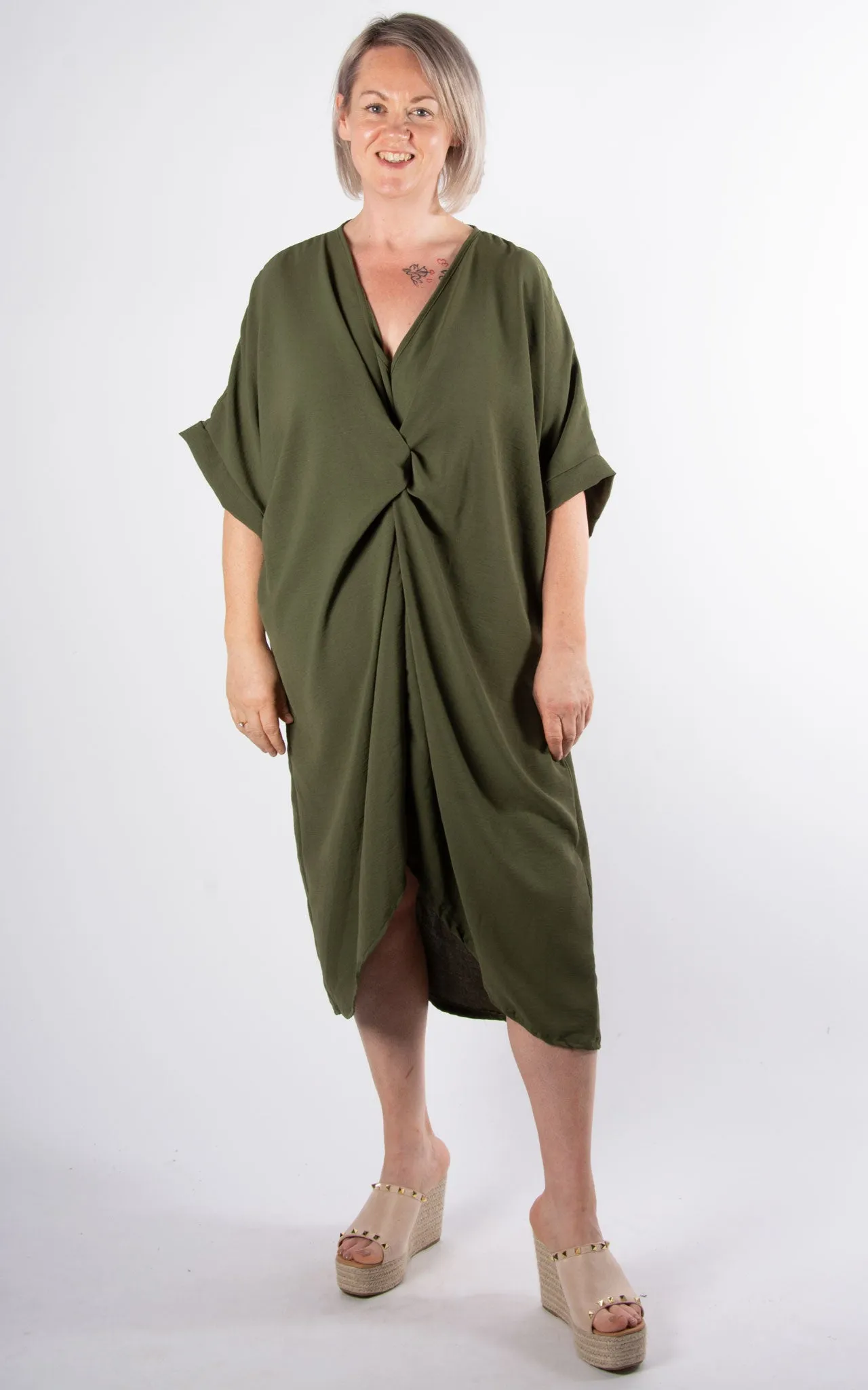 Whoopi V-neck Dress | Khaki