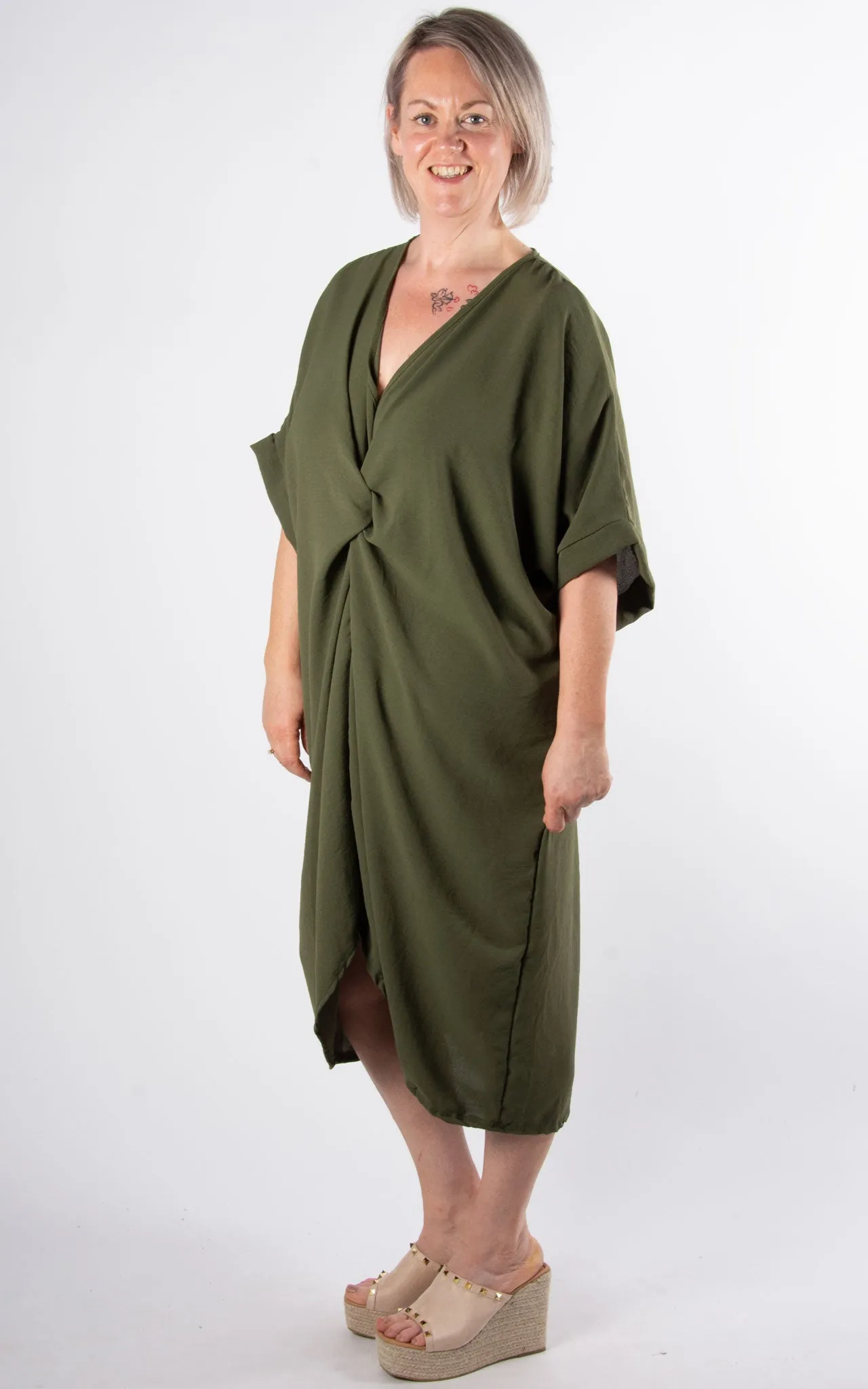 Whoopi V-neck Dress | Khaki