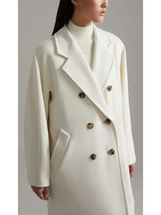 Women’s Double-Breasted Wool and Cashmere-blend Icon Coat, White